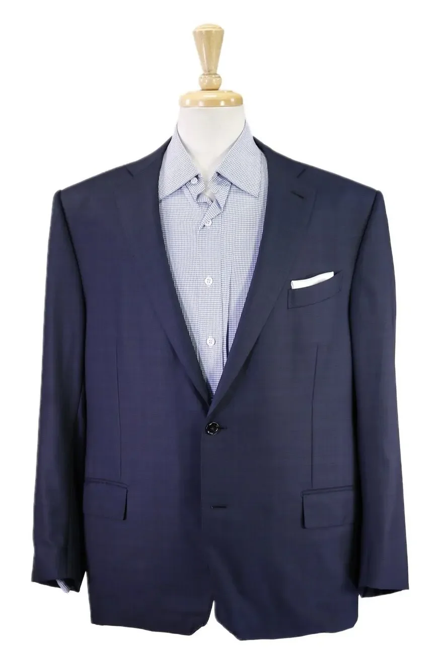 Ermenegildo Zegna 15 Milmil 15 Current Navy Blue Plaid 2Btn Sportcoat Blazer 42S